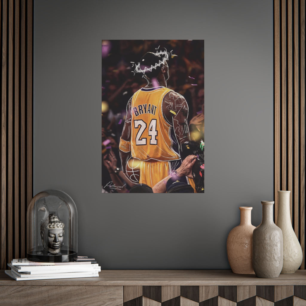 Kobe Bryant Celebrating Lined Graphic Lined Poster