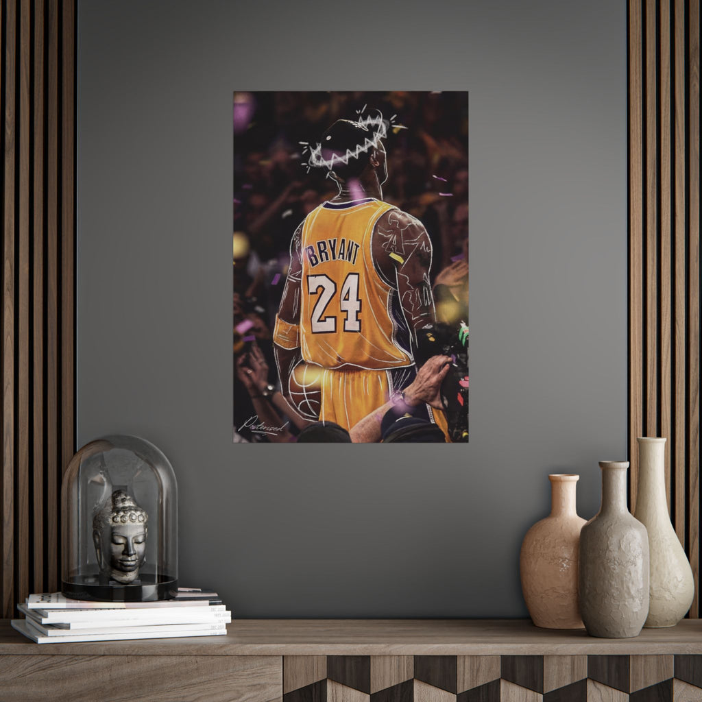 Kobe Bryant Celebrating Lined Graphic Lined Poster