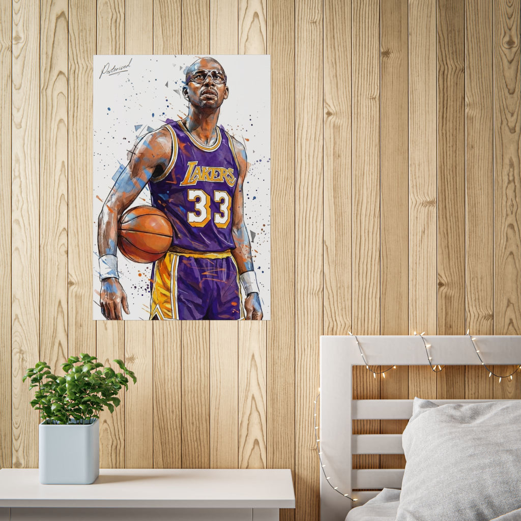 Kareem Abdul Jabbar Standing Illustration Poster