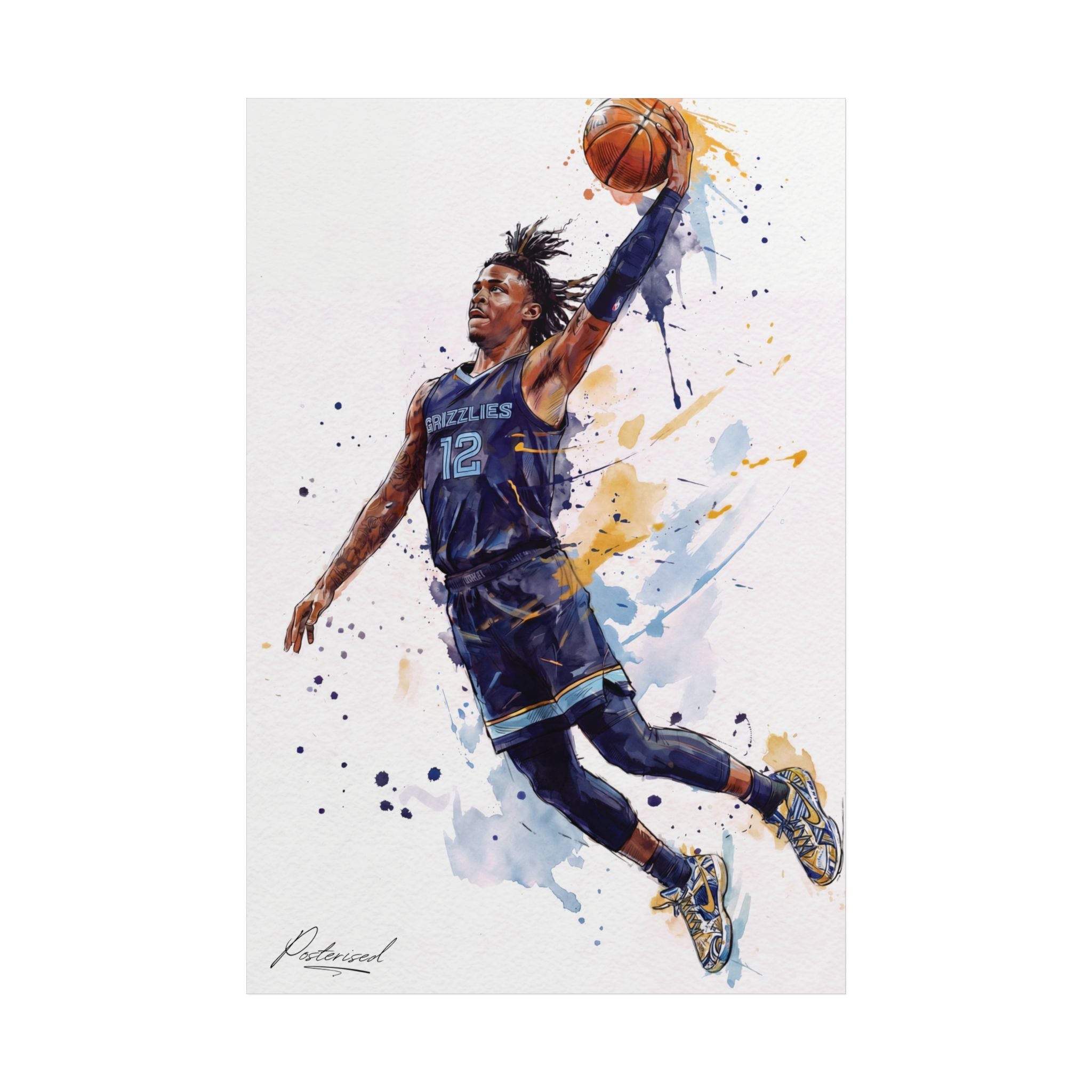 Ja Morant Mid-Dunk Illustration Poster