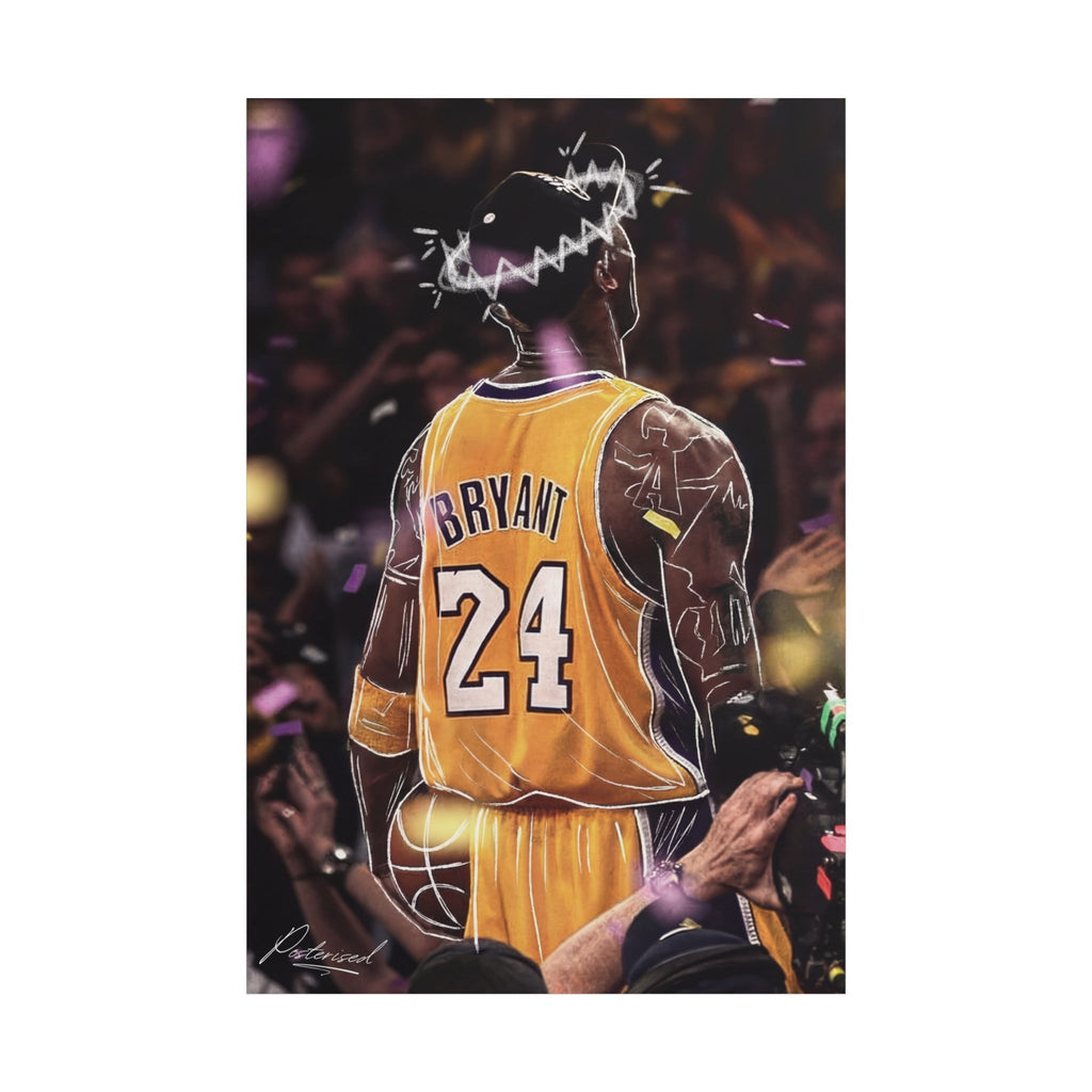 Kobe Bryant Celebrating Lined Graphic Lined Poster