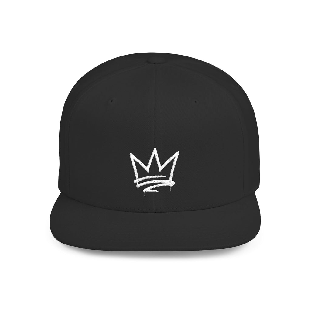 Black cap with a white crown logo on a white background