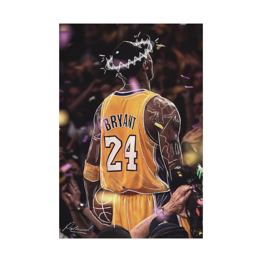 Kobe Bryant Celebrating Lined Graphic Lined Poster
