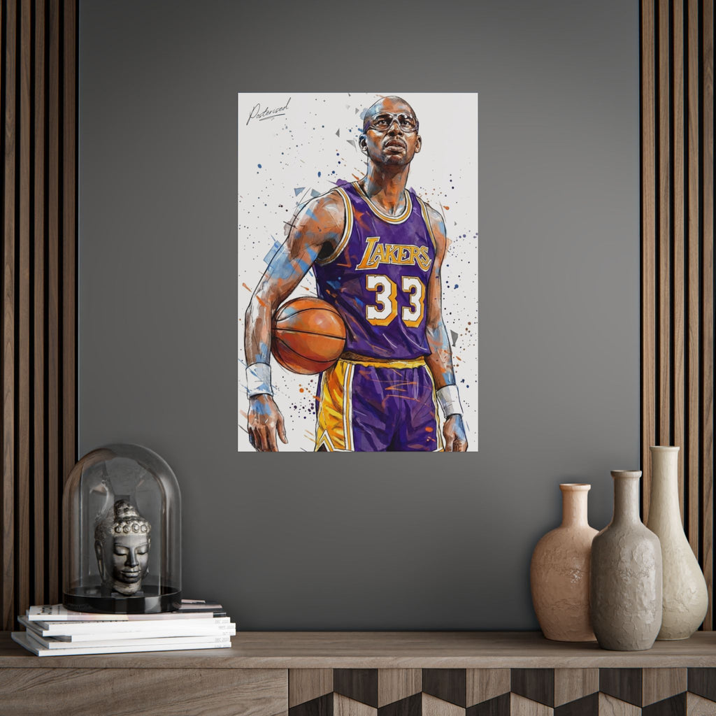 Kareem Abdul Jabbar Standing Illustration Poster