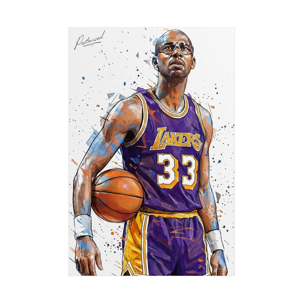 Kareem Abdul Jabbar Standing Illustration Poster