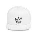 White cap with a black crown logo on a white background